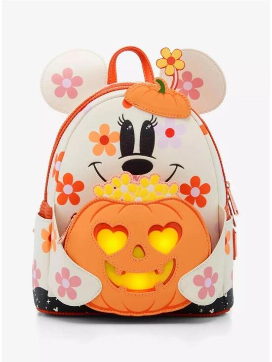 Loungefly Handbags - Loungefly Disney Minnie Floral Pumpkin GITD LU Mini Backpack